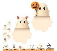 Ghostees Mystery Phone Buddy, Stick-on Halloween Ghost & Pumpkin Phone Topper, Cute Halloween Phones Decorations, Mini Phone Figure Surprise Toy, Peel-and-Stick Design Figurine (B+F)