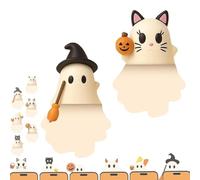 Ghostees Mystery Phone Buddy, Stick-on Halloween Ghost & Pumpkin Phone Topper, Cute Halloween Phones Decorations, Mini Phone Figure Surprise Toy, Peel-and-Stick Design Figurine (A+D)