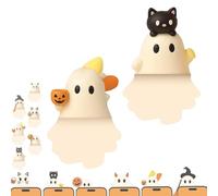 Ghostees Mystery Phone Buddy, Stick-on Halloween Ghost & Pumpkin Phone Topper, Cute Halloween Phones Decorations, Mini Phone Figure Surprise Toy, Peel-and-Stick Design Figurine (C+E)