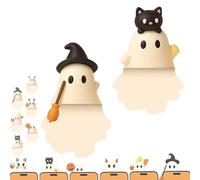 Ghostees Mystery Phone Buddy, Stick-on Halloween Ghost & Pumpkin Phone Topper, Cute Halloween Phones Decorations, Mini Phone Figure Surprise Toy, Peel-and-Stick Design Figurine (A+E)