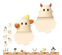 Ghostees Mystery Phone Buddy, Stick-on Halloween Ghost & Pumpkin Phone Topper, Cute Halloween Phones Decorations, Mini Phone Figure Surprise Toy, Peel-and-Stick Design Figurine (B+C)