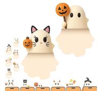 Ghostees Mystery Phone Buddy, Stick-on Halloween Ghost & Pumpkin Phone Topper, Cute Halloween Phones Decorations, Mini Phone Figure Surprise Toy, Peel-and-Stick Design Figurine (D+F)