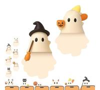 Ghostees Mystery Phone Buddy, Stick-on Halloween Ghost & Pumpkin Phone Topper, Cute Halloween Phones Decorations, Mini Phone Figure Surprise Toy, Peel-and-Stick Design Figurine (A+C)