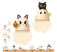 Ghostees Mystery Phone Buddy, Stick-on Halloween Ghost & Pumpkin Phone Topper, Cute Halloween Phones Decorations, Mini Phone Figure Surprise Toy, Peel-and-Stick Design Figurine (D+E)