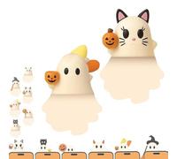 Ghostees Mystery Phone Buddy, Stick-on Halloween Ghost & Pumpkin Phone Topper, Cute Halloween Phones Decorations, Mini Phone Figure Surprise Toy, Peel-and-Stick Design Figurine (C+D)