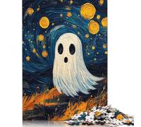 Ghostly Starry Night Puzzles 1000 Pieces Cadeau Unique Jeu Éducatif Challenge Toy À De Qualité Supérieure Peinture Art pour Adultes Et Enfants À Partir De 12 Ans 1000pcs (40x28cm)