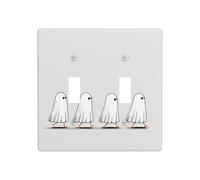 Ghosts Cartoon Ghosts Walking in A Line Double Gang Toggle Light Cover Wall Plate Switch Decor Standard Size - 11.4 x 11.4 cm