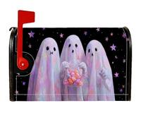 Ghosts Couvertures magnétiques de boîte aux lettres pour décoration de maison et de jardin Motif étoiles fantaisistes et ludiques bonbons Halloween Noir 53,3 x 64,9 cm