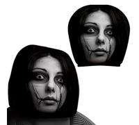 Ghosts Face Headrest Covers - 2 Pack Scary Auto Seat Headrest Protector, Spooky Face Masque Head Rest Stretchy Protective Cover, Soft Polyester Fabric Car Seat Accessories for Auto SUV Interior Decor