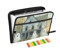 Ghosts House Chemise extensible 13 poches format A4 avec fermeture éclair pour classeur avec séparateurs