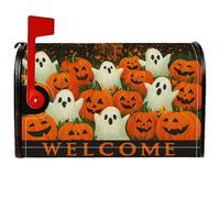 Ghosts Housse de boîte aux lettres magnétique, citrouilles festives d'Halloween, visages souriants, pour décoration de jardin, cour, 53,3 x 64,9 cm, orange