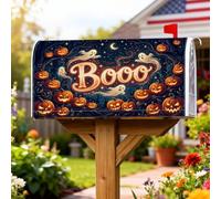 Ghosts Housse de boîte aux lettres magnétique festive rustique, citrouilles lune, Halloween, pour décoration extérieure, 45,7 x 53,3 cm, orange