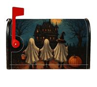 Ghosts Housse de boîte aux lettres magnétique pour décoration de maison et de jardin Motif citrouille effrayante Halloween Noir 45,7 x 53,3 cm