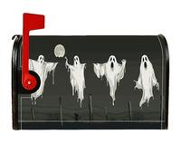 Ghosts Housse de boîte aux lettres magnétique pour décoration de pelouse Motif lune effrayante Halloween Noir 45,7 x 53,3 cm