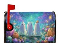 Ghosts Housse de boîte aux lettres magnétique pour Halloween, motif citrouilles fantaisie, château d'Halloween, pour décoration de jardin, cour, 45,7 x 53,3 cm, violet