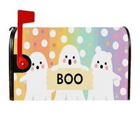 Ghosts Housses magnétiques pour boîte aux lettres - Motifs à pois et rayures arc-en-ciel - Décoration d'Halloween - 45,7 x 53,3 cm