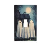 Ghosts on Forest Path House Couvercle d'interrupteur décoratif simple à bascule 1 gang pour cuisine, ferme, chambre à coucher, salle de bain
