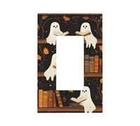 Ghosts Reading Books on Wood Shelf Light Switch Wall Plate Front Plate Single Rocker 1 Gang Decorator Outlet Outlet Covers for Home Kitchen Room Bathroom Decor