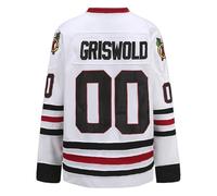 GHOSTWEAR Griswold #00 Movie Hockey Jersey - Lettres et Chiffres Cousus Authentic Fabs Apparel S-5XL, Blanc, Taille L