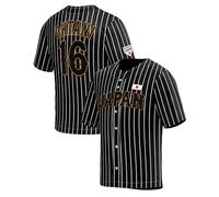 GHOSTWEAR Maillot pour homme #16 Japon Baseball Jerseys Hip Hop Short, noir, S