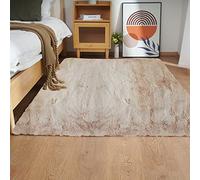Ghouse Tapis Beige de Salon 120 x 180 cm Shaggy en Peau Tapis en Fourrure synthétique Fourrure Lavable