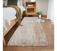 Ghouse Tapis Beige de Salon 60 x 180 cm Shaggy en Peau Tapis en Fourrure synthétique Fourrure Lavable