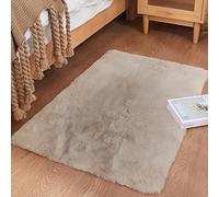 Ghouse Tapis Beige de Salon 60 x 90 cm Shaggy en Peau Tapis en Fourrure synthétique Fourrure Lavable