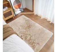 Ghouse Tapis Beige de Salon 90 x 150 cm Shaggy en Peau Tapis en Fourrure synthétique Fourrure Lavable