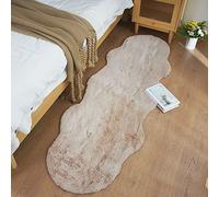 Ghouse Tapis Beige Faux Peau de Mouton 60 x 180cm Shaggy en Peau en Fourrure synthétique Fourrure Lavable Tapis