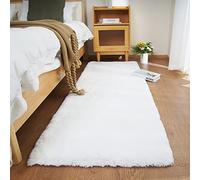 Ghouse Tapis Blanc de Salon 60 x 180 cm Shaggy en Peau Tapis en Fourrure synthétique Fourrure Lavable