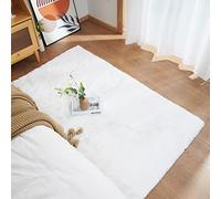 Ghouse Tapis Blanc de Salon 90 x 150 cm Shaggy en Peau Tapis en Fourrure synthétique Fourrure Lavable