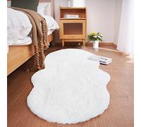 Ghouse Tapis Blanc Faux Peau de Mouton 60 x 120cm Shaggy en Peau en Fourrure synthétique Fourrure Lavable Tapis