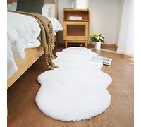 Ghouse Tapis Blanc Faux Peau de Mouton 60 x 180cm Shaggy en Peau en Fourrure synthétique Fourrure Lavable Tapis