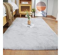 Ghouse Tapis Gris de Salon 90 x 150 cm Shaggy en Peau Tapis en Fourrure synthétique Fourrure Lavable