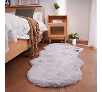 Ghouse Tapis Gris Faux Peau de Mouton 60 x 180cm Shaggy en Peau en Fourrure synthétique Fourrure Lavable Tapis