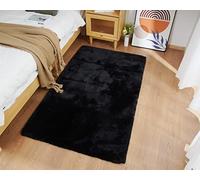 Ghouse Tapis Noir de Salon 60 x 180 cm Shaggy en Peau Tapis en Fourrure synthétique Fourrure Lavable