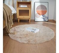Ghouse Tapis Rond Beige Chambre 120cm Moelleux Tapis Fausse Fourrure Doux Salon Lavable Descente De Lit Poil Ras