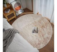 Ghouse Tapis Rond Beige Chambre 150cm Moelleux Tapis Fausse Fourrure Doux Salon Lavable Descente De Lit Poil Ras