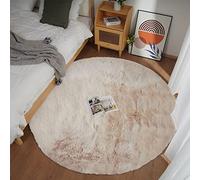 Ghouse Tapis Rond Beige Chambre 180cm Moelleux Tapis Fausse Fourrure Doux Salon Lavable Descente De Lit Poil Ras