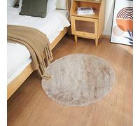 Ghouse Tapis Rond Beige Chambre 90cm Moelleux Tapis Fausse Fourrure Doux Salon Lavable Descente De Lit Poil Ras
