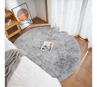 Ghouse Tapis Rond Gris Chambre 120cm Moelleux Tapis Fausse Fourrure Doux Salon Lavable Descente De Lit Poil Ras