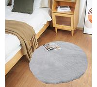 Ghouse Tapis Rond Gris Chambre 90cm Moelleux Tapis Fausse Fourrure Doux Salon Lavable Descente De Lit Poil Ras