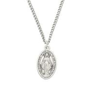 GHPKOTW 1 collier religieux, médaille miraculeuse, pendentif symbole sacré, forme ovale, couleur argent