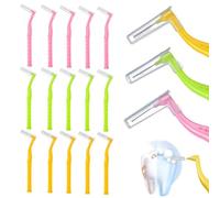 GHPKOTW 15 Pcs Brossettes Interdentaire, Forme de L Brossettes Interdentaire, Brossette Dentaire Angle, Outil de Nettoyage de Dents, Nettoyage Complet des Interdents, 3 Tailles (0.6-1.2mm)