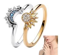 GHPKOTW 2 Bagues Soleil Et Lune, Bagues Femme Ajustables, Bijoux Élégants, Bagues Anti-Stress, Cadeaux Pour Femmes, Bagues Empilables