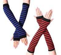 GHPKOTW 2 Paires Gants Sans Doigts Longs, Manchettes-Mitaines Style Punk Gothique Rock - Accessoire d’Automne et Hiver pour Femmes, Mode Saison Froide