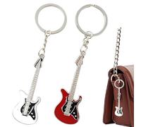 GHPKOTW 2 Pièces Guitare Rock Guitare Électrique Musique Basse Porte-Clés, Porte-Clés Instrument De Musique, Cadeau Décoration Guitare Électrique Musique Pendentif(Blanc et Noir, Rouge et Noir)