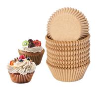 GHPKOTW 200 Pièces Caissette Muffins Papier, Standard Naturel Moule Muffins Papier, Résistant à la Graisse, Non Blanchi, Pour Fêtes, Anniversaires, Mariages, Caissettes Cupcake