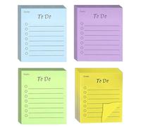 GHPKOTW 4 Pièces Notes Autocollantes, 200 Feuilles To Do List Notes, Notes Adhésives Colorées, Blocs-Note Autocollants, Liste De Choses À Faire, Pour L'école Le Bureau La Famille