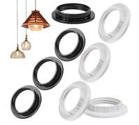 GHPKOTW 8 Plastique Anneau Réducteur Abat Jour E14 27MM, Accessoires pour Abat-Jour Bague Plaque Convertisseur d’Adaptateur,Anneau Réducteur d'Abat-Jour pour Lampe de bureau, Noir et blanc